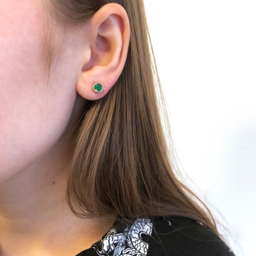 Stud earrings by Ichiban - Busted Deluxe Green Onyx 14K Yellow Gold