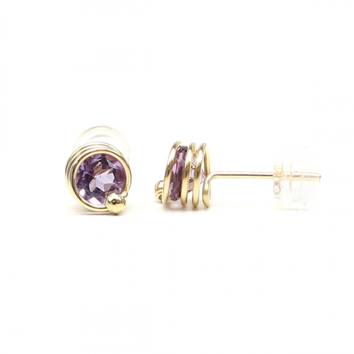 Stud earrings by Ichiban - Busted Deluxe Brazilian Amethyst 14K Yellow Gold