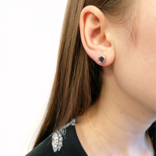 Stud earrings by Ichiban - Busted Deluxe Iolite 14K Yellow Gold