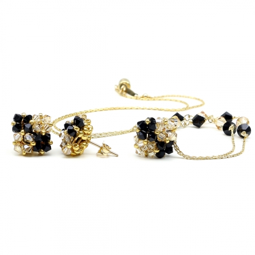 Set colier si cercei cu surub, Ichiban - Chess Golden Shadow