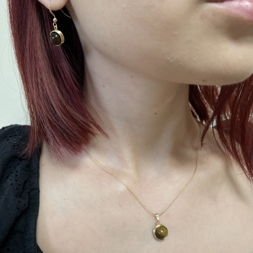 Set pendant and earrings by Ichiban - Busted Gemstone Tiger's Eye