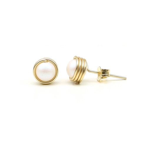Mini Busted Pearl Pearlescent White - stud earrings