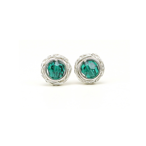 Sweet Emerald - 925 Silver stud earrings