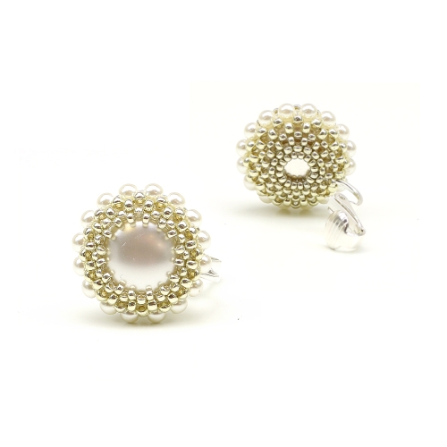 Clips earring by Ichiban - White Silver Moon