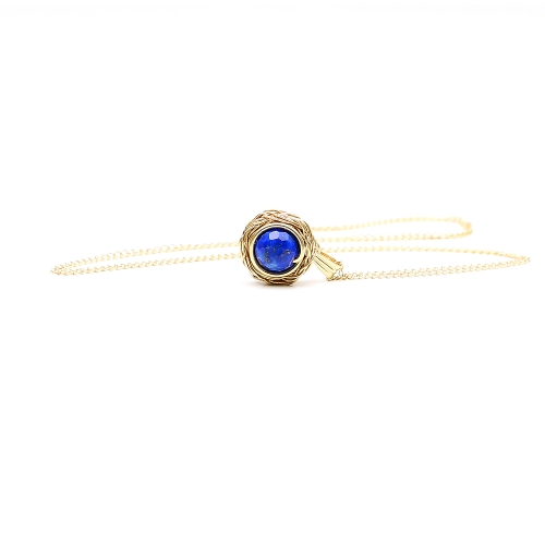 14K Yellow gold Gemstone pendant - Sweet Lapis Lazuli