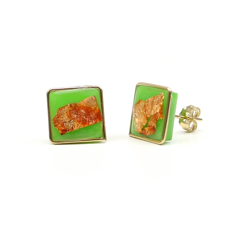 Green Foil - stud earrings by Ichiban