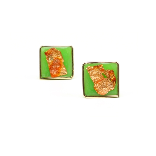 Green Foil - stud earrings by Ichiban