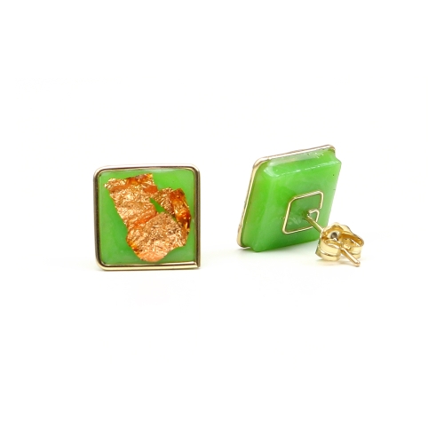 Green Foil - stud earrings by Ichiban