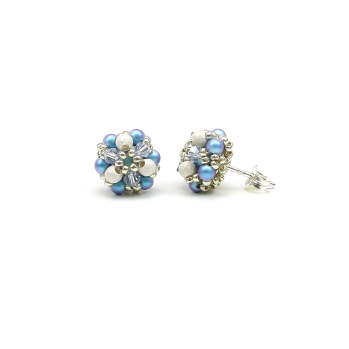 Stud earrings by Ichiban - Daisies Stardust Azzuro 925 Silver