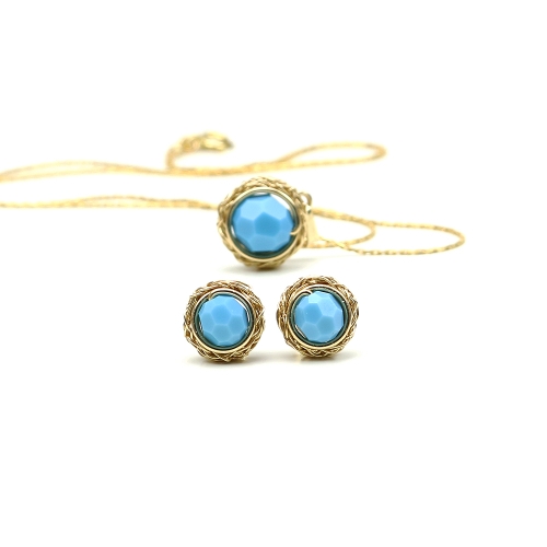 Set pendant and stud earrings by Ichiban - Sweet Turquoise