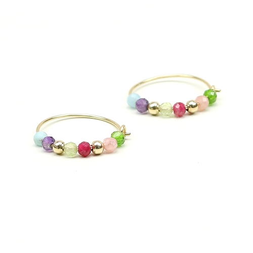 Earrings by Ichiban - Simple Style Mix Gems 14K gold