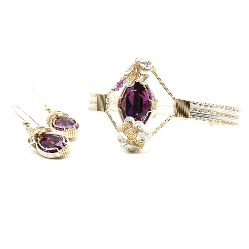 Set bracelet and dangle earrings by Ichiban - Royal Amethyst