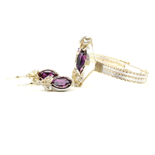 Set bracelet and dangle earrings by Ichiban - Royal Amethyst