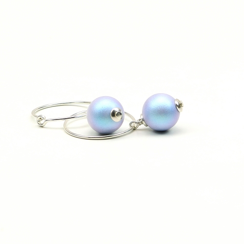 Earrings by Ichiban - Circle Iridescent Light Blue AG925