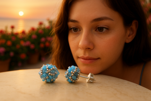 Stud earrings by Ichiban - Daisies Azzuro 925 Silver