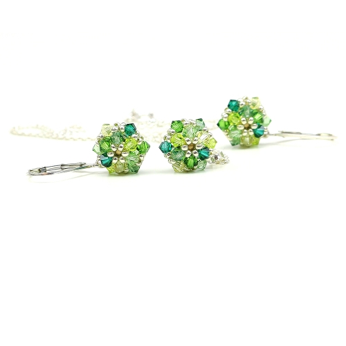 Set pendant and leverback earrings by Ichiban -  Daisies Herba Fresca 925 Silver